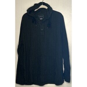 Valor Hoodie Mens XL Cotton Tweed Charcoal Gray 3-Button Pullover Long Sleeve